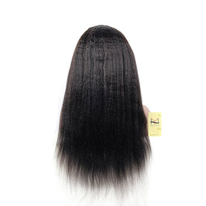 Human Virgin Hair Lace Front Wigs with Baby Hair Pre Plucked Natural Hairline for Ladies--Kinky Straight