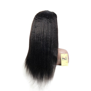Human Virgin Hair Lace Front Wigs with Baby Hair Pre Plucked Natural Hairline for Ladies--Kinky Straight