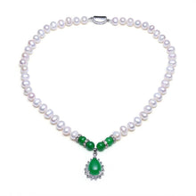 Load image into Gallery viewer, 8-9mm Real Pearl Necklace Set  for Women with Gift Box, Classic Freshwater Pearl Jewelry Set, Single Strand Matching White Pearl Necklace