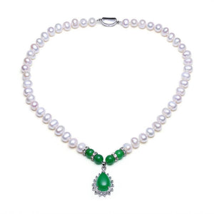 8-9mm Real Pearl Necklace Set  for Women with Gift Box, Classic Freshwater Pearl Jewelry Set, Single Strand Matching White Pearl Necklace