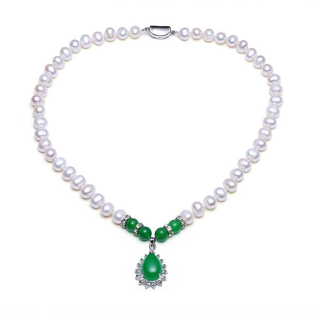 8-9mm Real Pearl Necklace Set  for Women with Gift Box, Classic Freshwater Pearl Jewelry Set, Single Strand Matching White Pearl Necklace