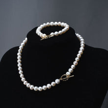 Load image into Gallery viewer, Cultured Freshwater White Pearl Necklace Bracelet Bridal Gift Jewelry Set CDPD1214