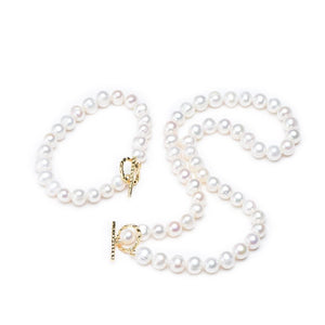 Cultured Freshwater White Pearl Necklace Bracelet Bridal Gift Jewelry Set CDPD1214