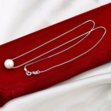 Load image into Gallery viewer, 925 Sterling Silver Box Chain with One White Round Pearl Necklace CDEN08