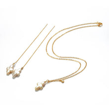 Load image into Gallery viewer, Cross Shaped Freshwater Pearl Pendant Necklace Earrings Set CDPD779