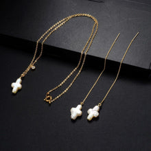 Load image into Gallery viewer, Cross Shaped Freshwater Pearl Pendant Necklace Earrings Set CDPD779