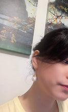 Load image into Gallery viewer, Baroque Large White Freshwater Cultured Pearl Drop Earrings Gold Plated Brass wire earring- CDPD418